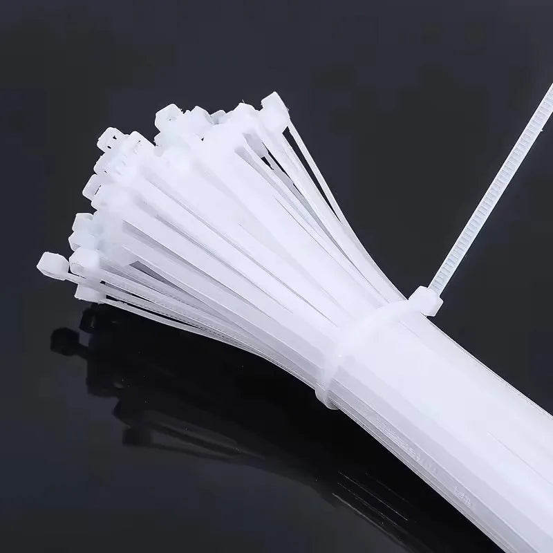 100 PCS Self-Locking Nylon Cable Zip Ties Black & White Cable Zip Ties Nixie