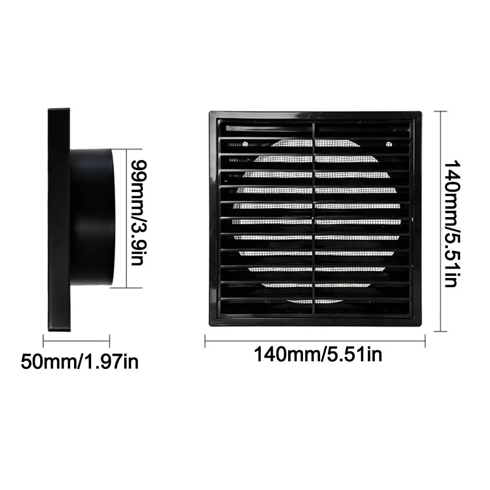 Square Air Vent Grille Cover 4–8 In | Aluminum Fiber Mesh Vent Grille Cover Nixie Black-4in