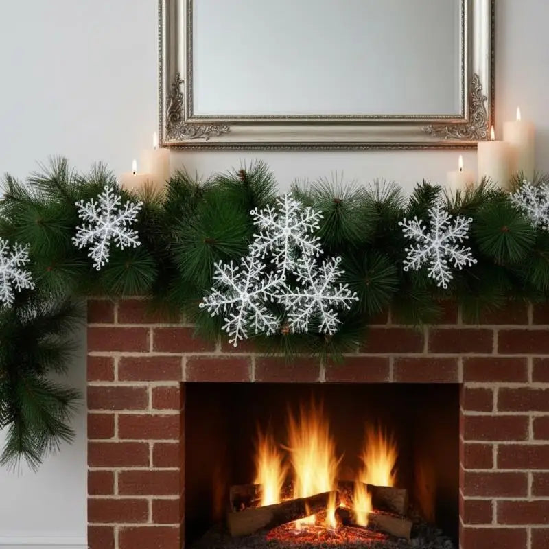 White Glitter Snowflake Ornaments – Christmas Tree & Party Decor