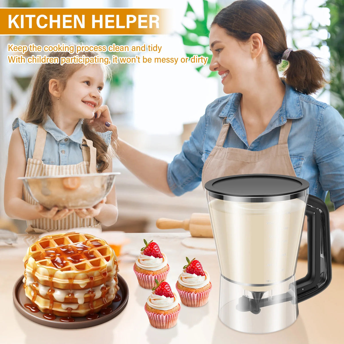 Pancake Batter Dispenser – 3-Cup Drip-Free Bakeware Tool Batter Dispenser Nixie