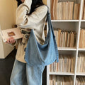 Large-Capacity Denim Shoulder Tote Bag for Women Denim Shoulder Tote Nixie Blue