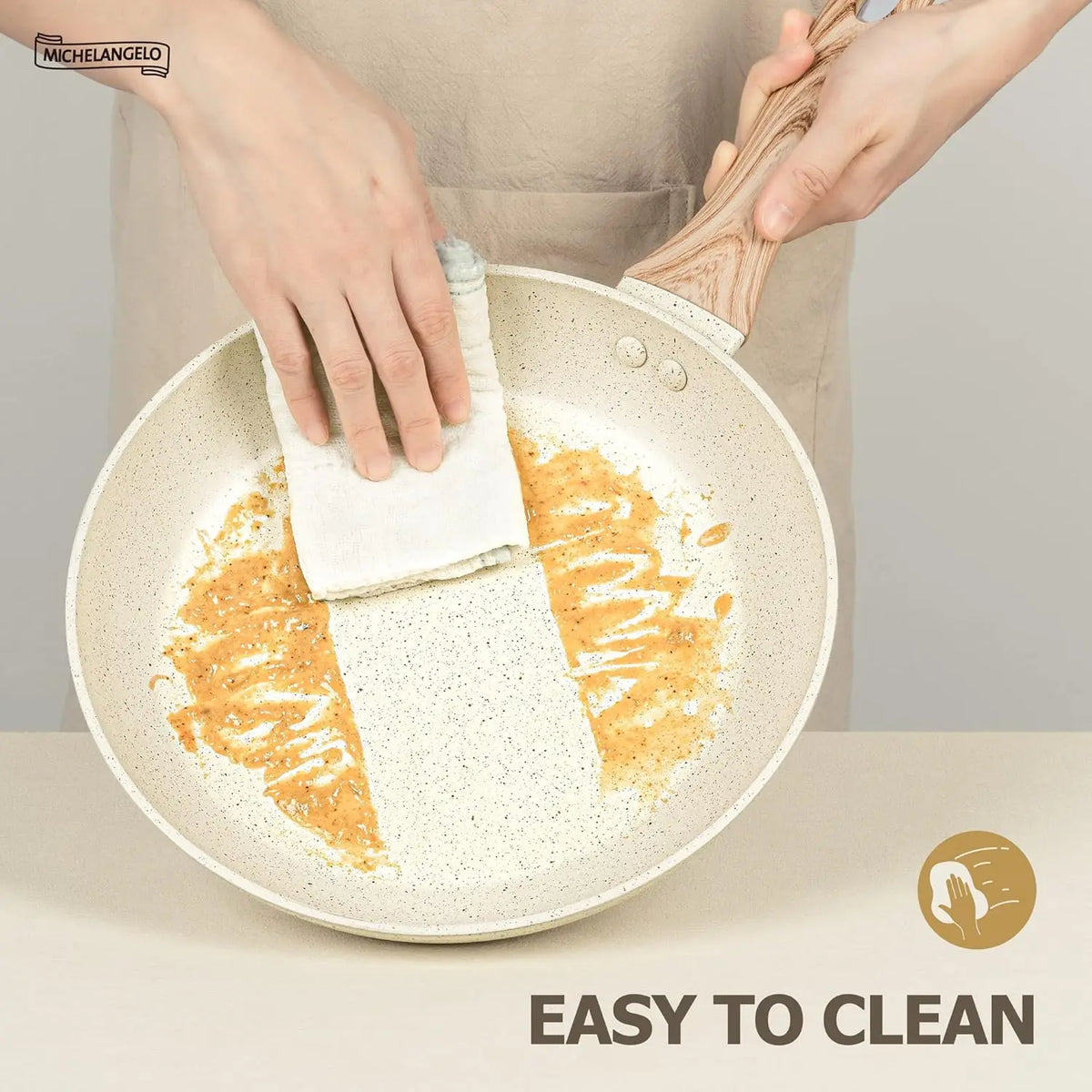 MICHELANGELO Granite Non-Stick Frying Pan with Lid | Induction Non-Stick Frying Pan Nixie