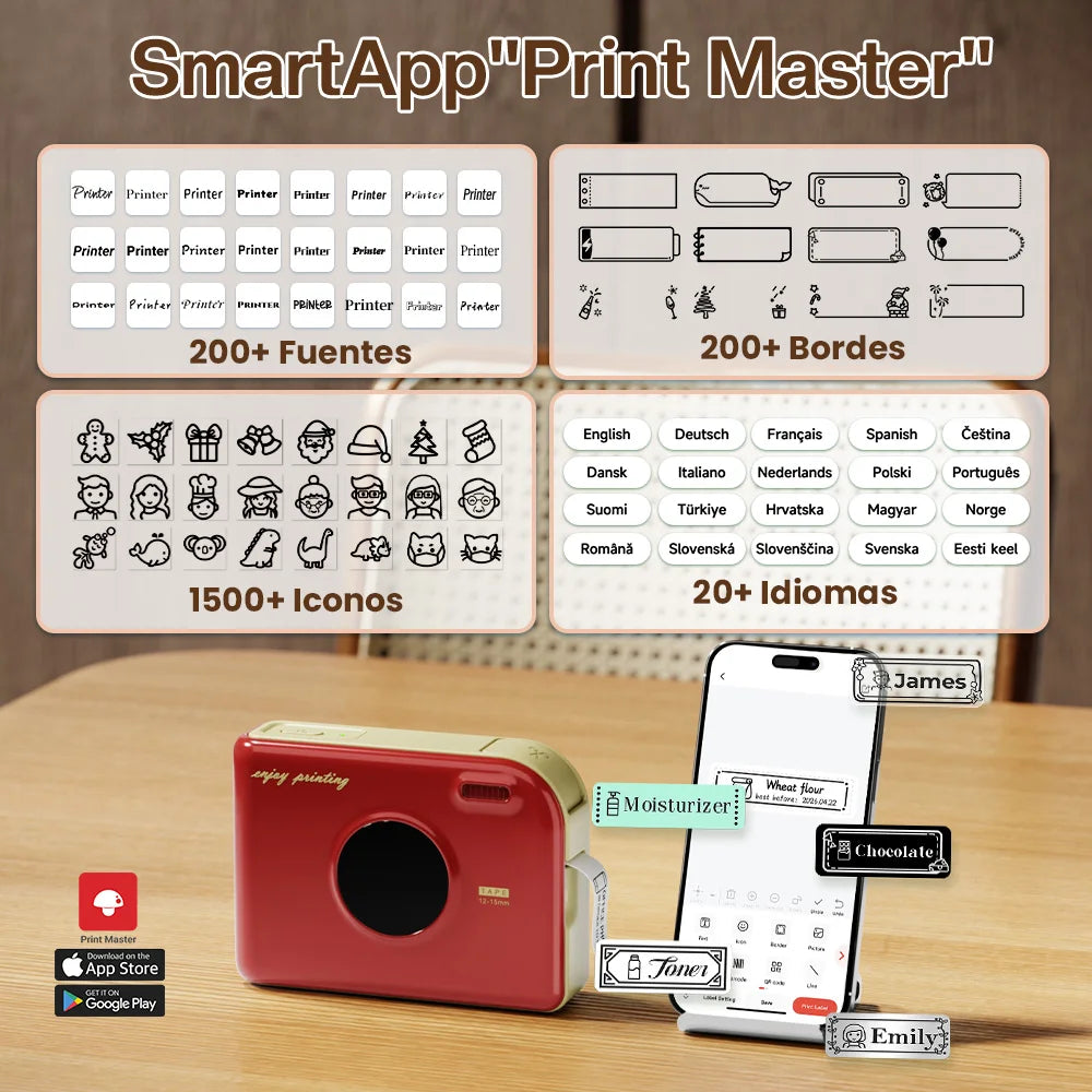 Phomemo A30 Bluetooth Label Maker – Inkless 12mm Portable Printer