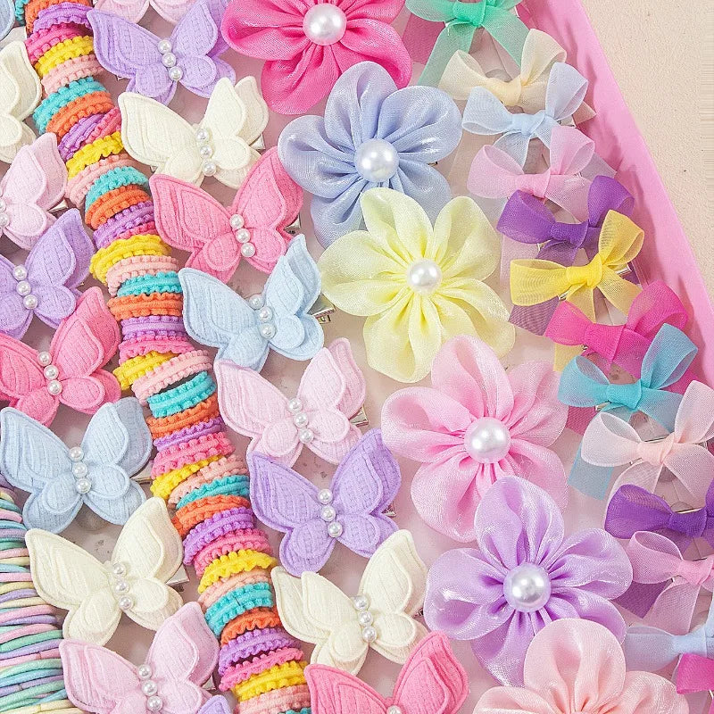 134-Piece Bow Hair Clips, Hairbands & Ponytail Holders Set