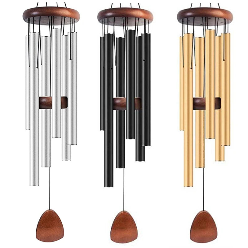Retro Wood & Aluminum 6-Tube Wind Chime – Garden & Balcony Wind Chime Nixie