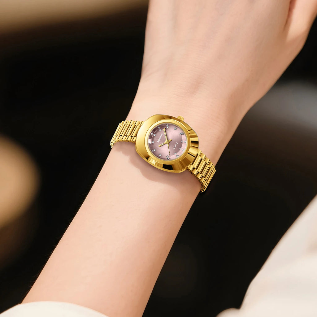 REBIRTH Casual Business Quartz Watch – Stainless Steel Band Quartz Wristwatch Nixie