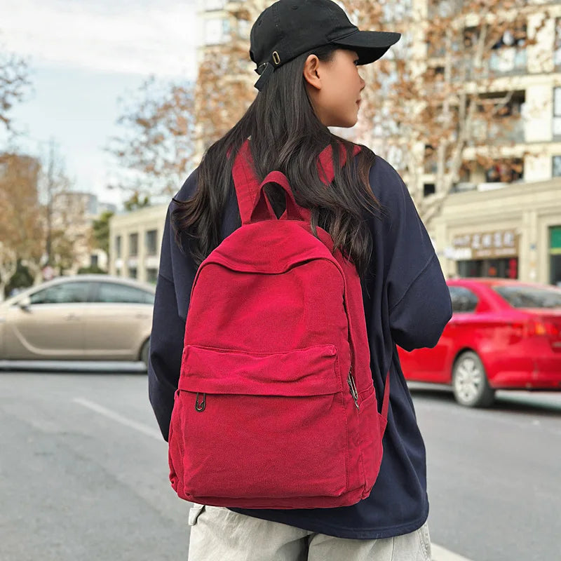 Large Canvas Backpack Unisex – Retro Minimalist College Bag