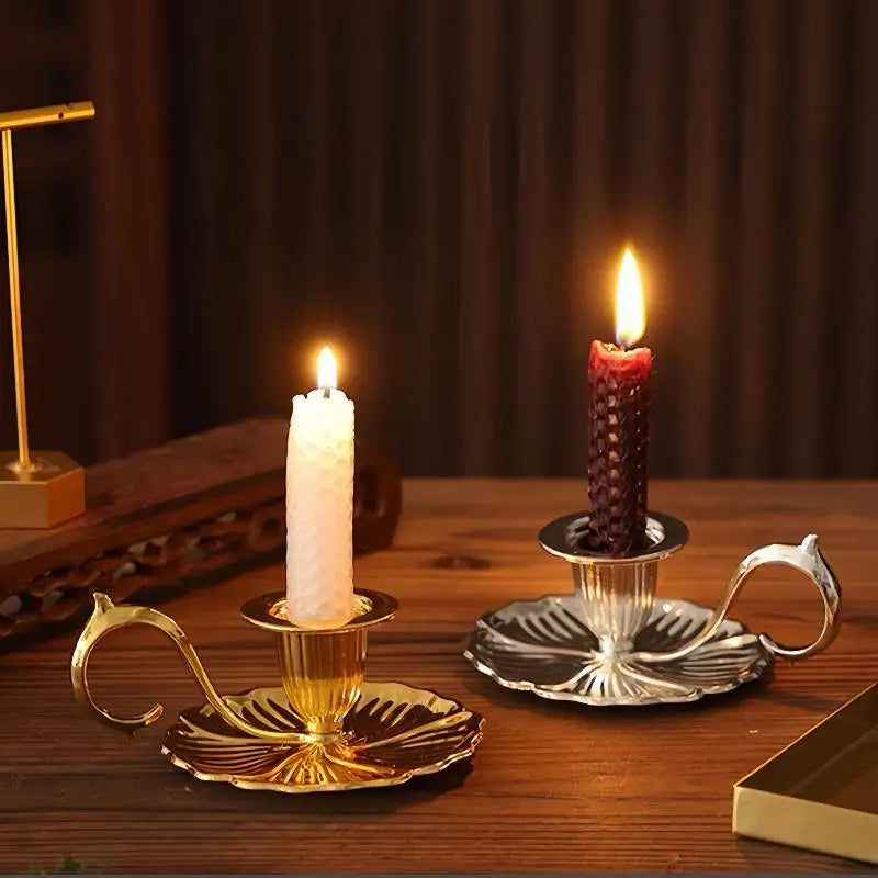 Retro Teacup Metal Chamberstick Candle Holder with Handle Chamberstick Candle Holder Nixie
