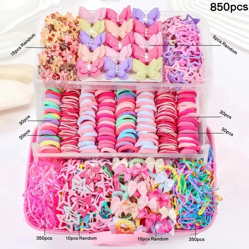 850-Piece Girls Hair Accessories Set – Clips, Bands & Barrettes Girls Hair Accessories Nixie