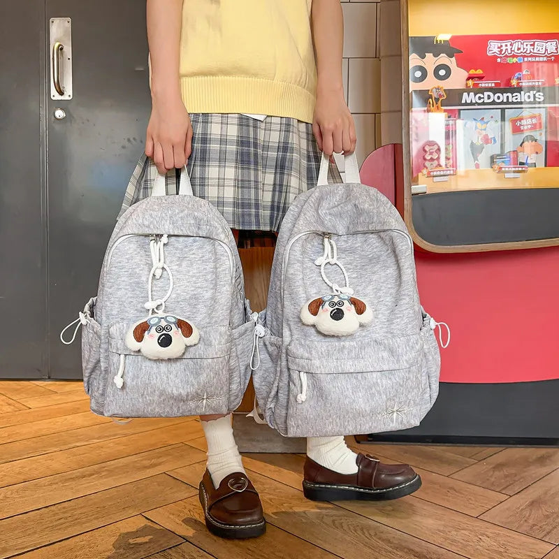 Nixie Embroidered Canvas Backpack | Korean Style, Large Capacity Canvas Backpack Nixie