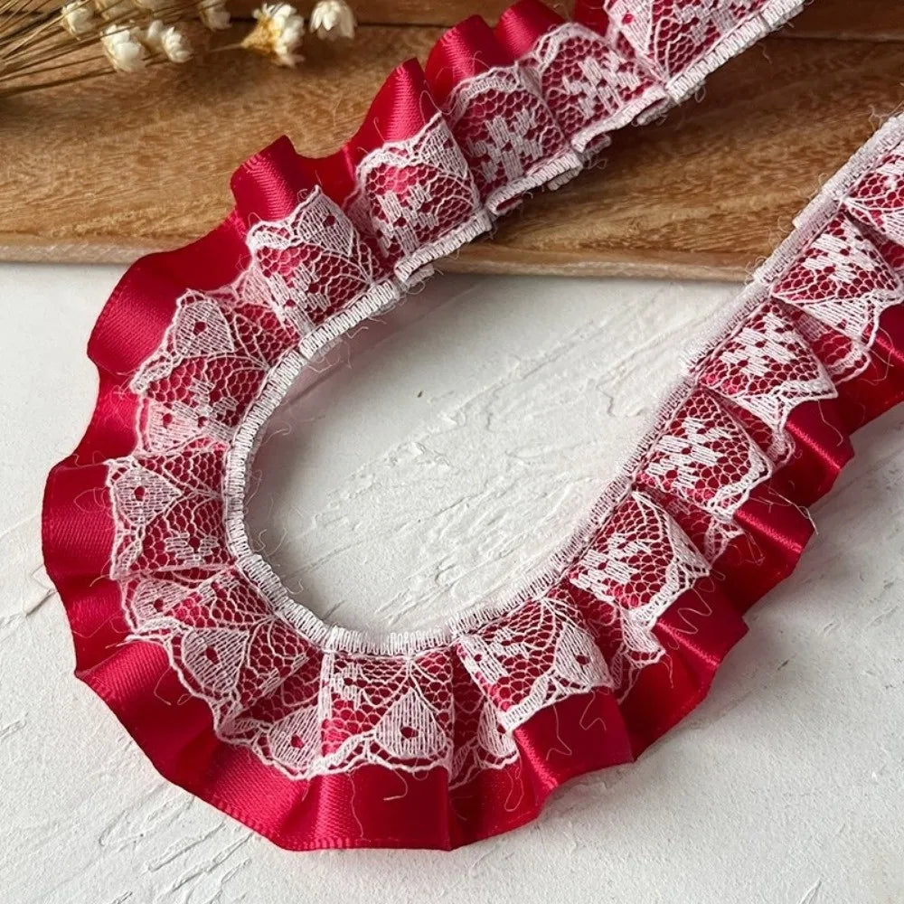 3m Pleated Ruffle Lace Ribbon Trim – Polyester Sewing Trim