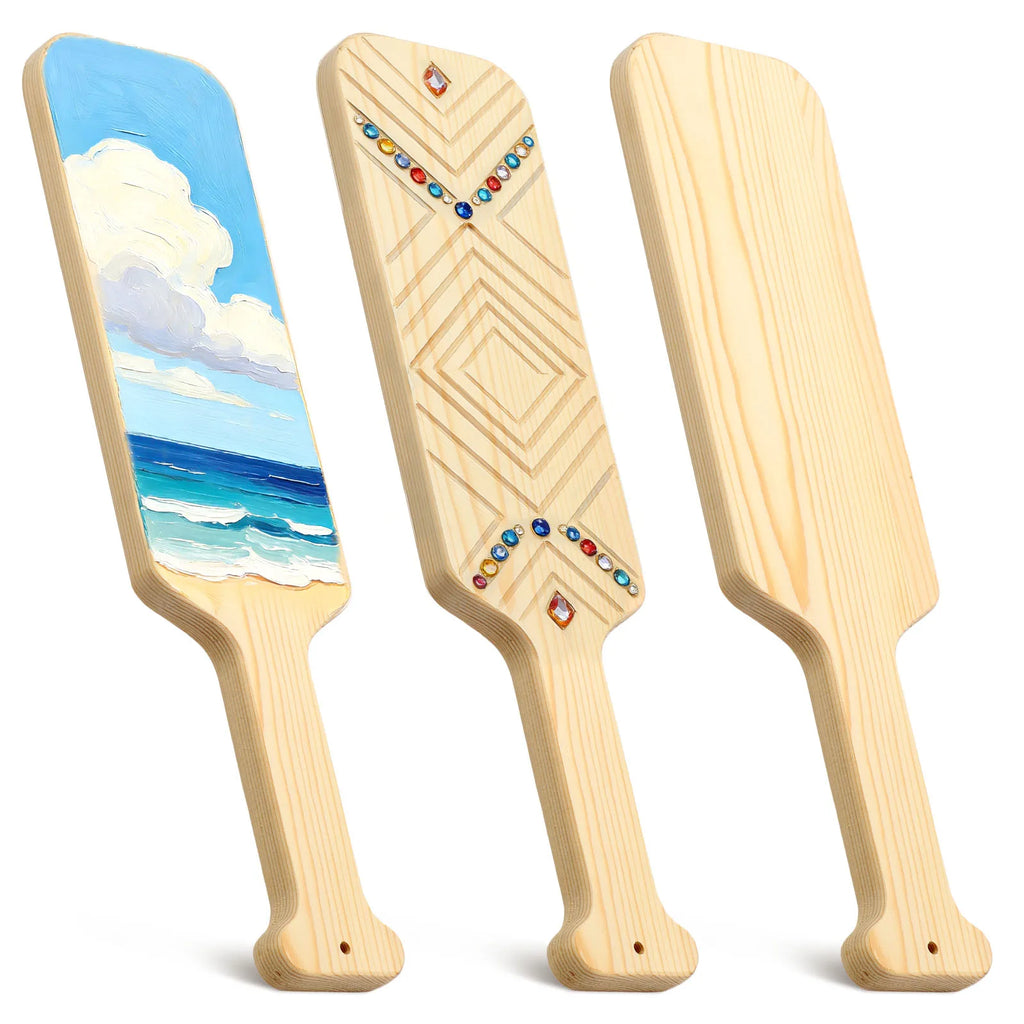 3-Pack Unfinished Wood Paddles for DIY Painting & Crafts Wood Craft Blank Nixie