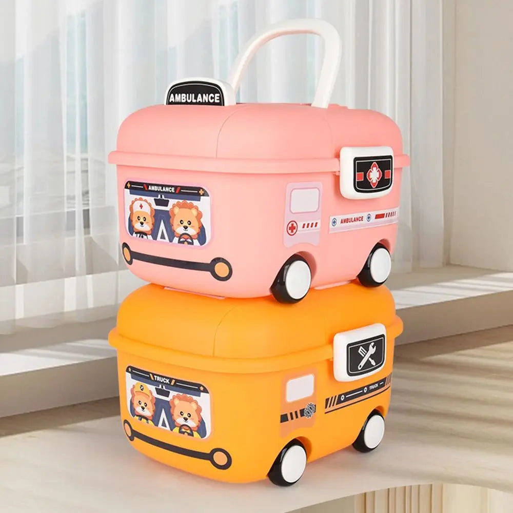Cartoon Car Kids Storage Box with Wheels & Handle – Multi-Size