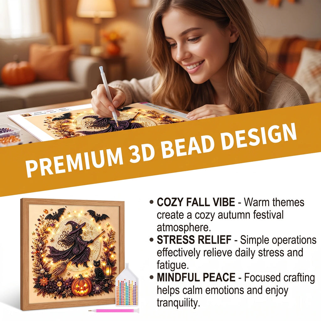 Halloween 3D Diamond Painting DIY Kit – Ghost & Pumpkin Pearl Art
