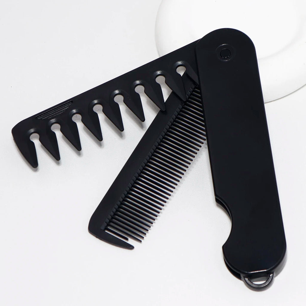 2-in-1 Folding Hair & Beard Comb – Dual Tooth Travel Styling Folding Grooming Comb Nixie