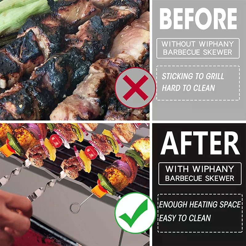 2-Pack Stainless Steel BBQ Skewer Holder Rack – 9-Slot Kabob BBQ Skewer Rack Nixie