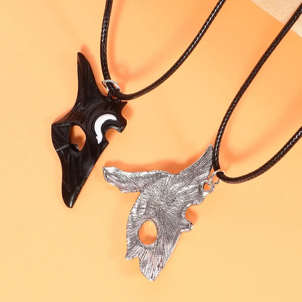 2PCS Antique Silver Couple Necklace – Sheep & Wolf Pendants Couple Pendant Necklace Nixie