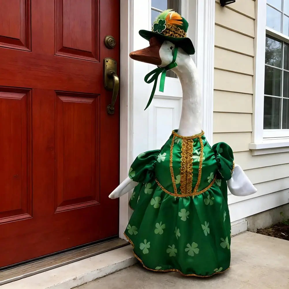 St. Patrick's Day Goose Outfit – Irish Shamrock Porch Costume Holiday Goose Costume Nixie