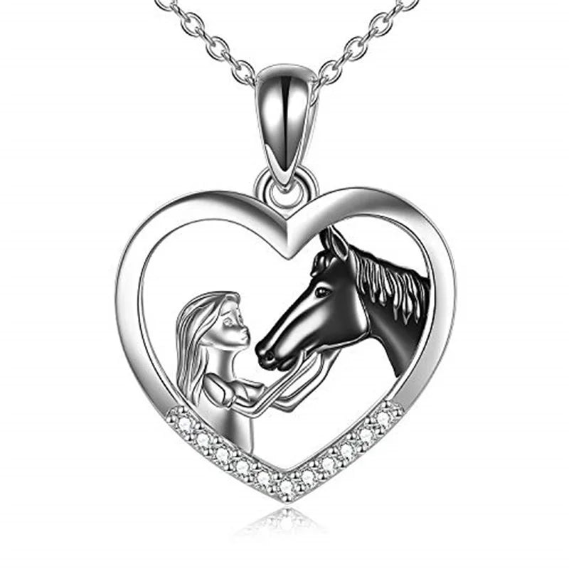 Horse Pendant Necklace | 5 Styles | Cubic Zirconia Women's Gift Pendant Necklace Nixie 50 black