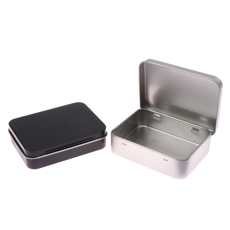 Iron Storage Box Frosted Finish Metal Tin with Hinged Lid Metal Storage Tin Nixie