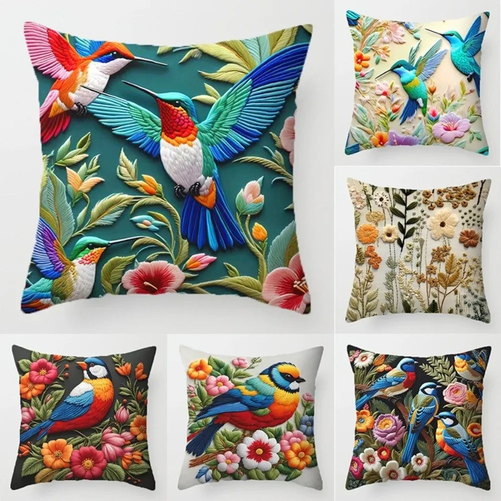 Bohemian Floral Bird 45cm Decorative Pillow Cover | Cushion Case Decorative Pillow Cover Nixie