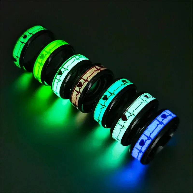 Luminous ECG Heartbeat Stainless Steel Ring | Sizes 6–10 Fashion Ring Nixie