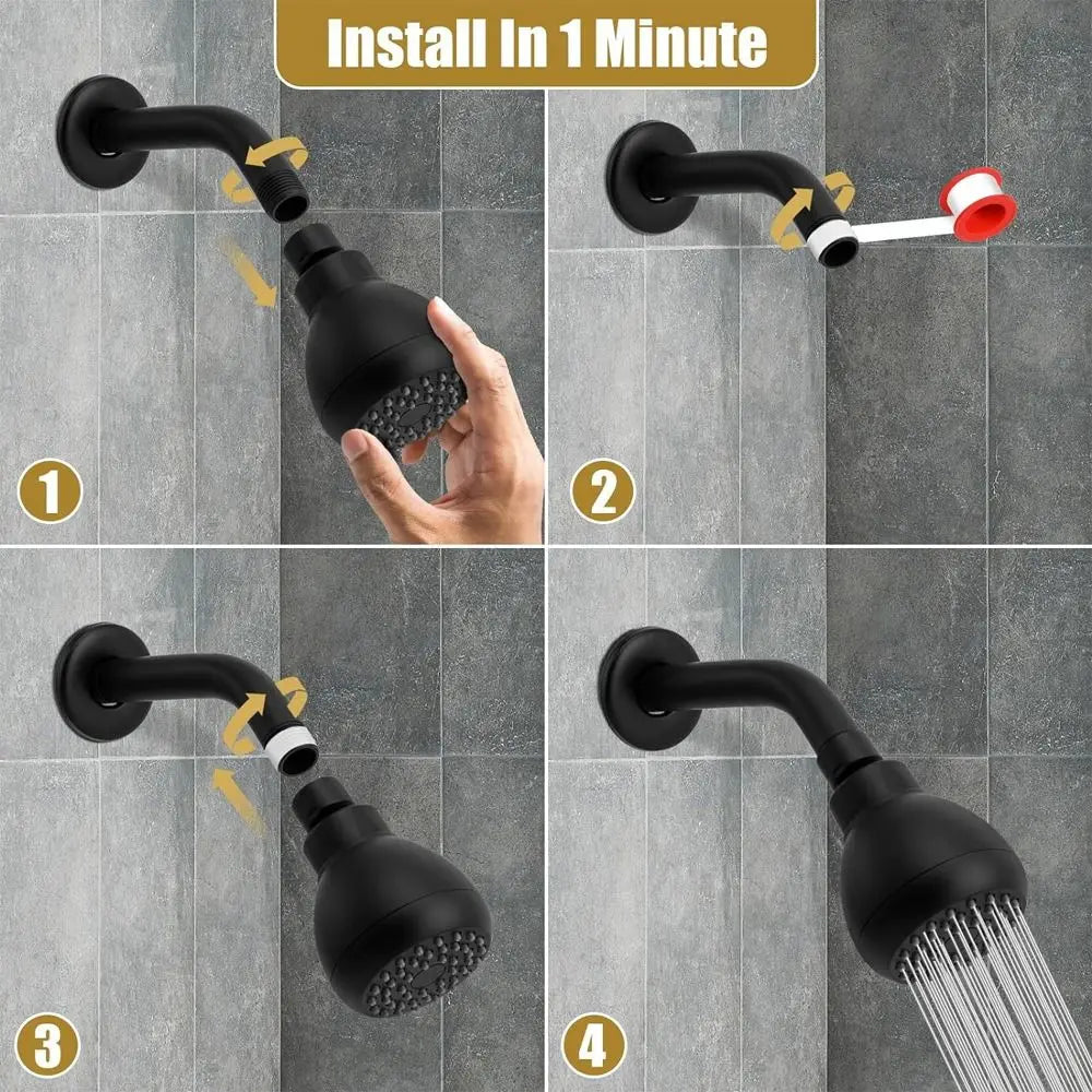 Matte Black Rain Shower Head 360° Rotation – High Pressure Rain Shower Head Nixie