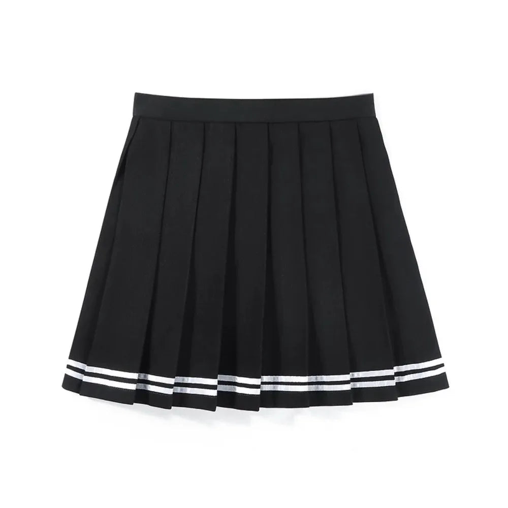 Vintage Korean Gothic Pleated Mini Skirt – Black & White Plaid Pleated Mini Skirt Nixie One Size Black XL