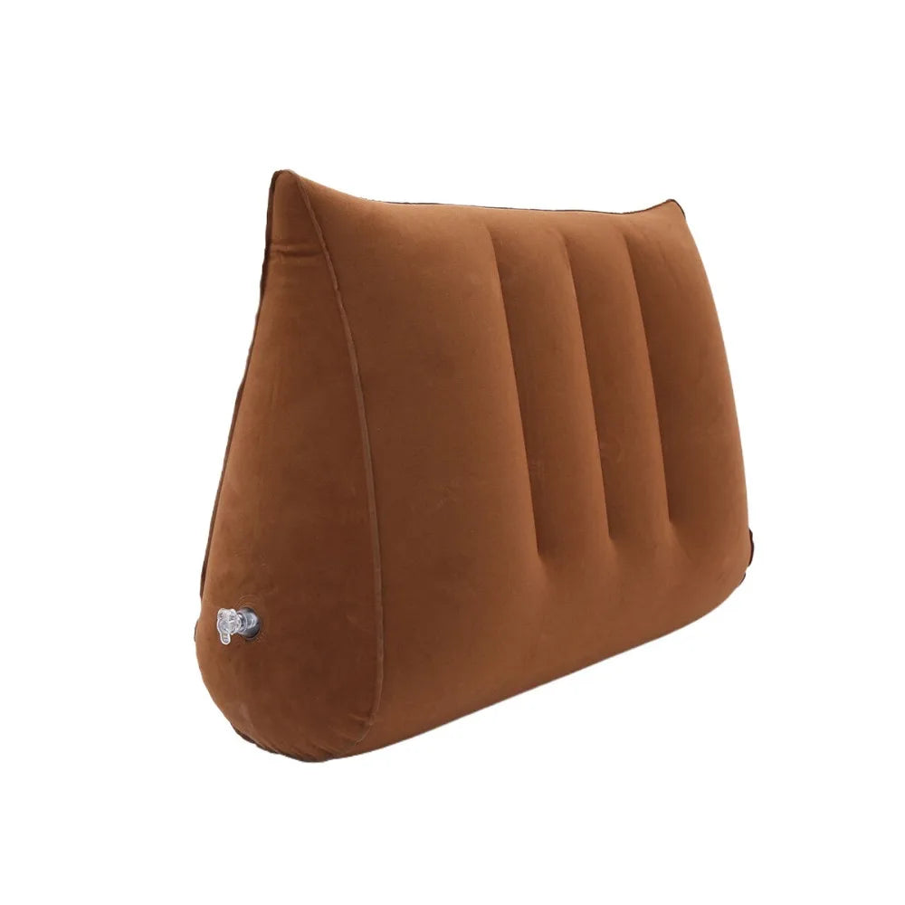 Inflatable Triangle Wedge Pillow – Portable PVC Flocking Cushion Inflatable Wedge Pillow Nixie Triangle Coffee