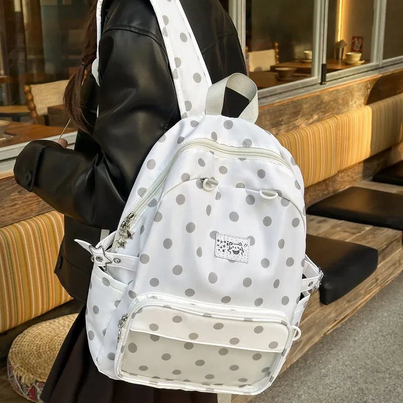 Korean Polka Dot Backpack for Girls | Large Capacity Nylon Bag Girls Backpack Nixie