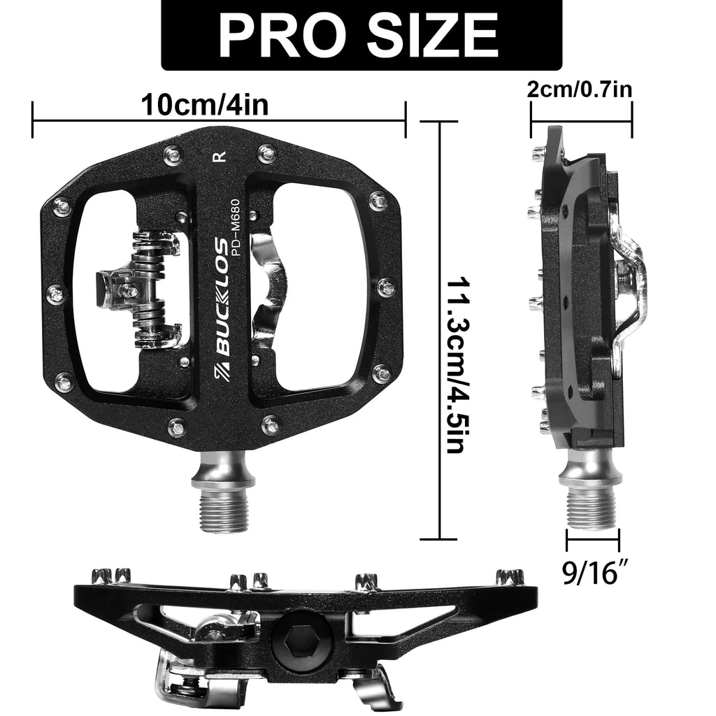 BUCKLOS SPD Dual-Function MTB Pedals – Clipless & Flat MTB Bike Pedals Nixie