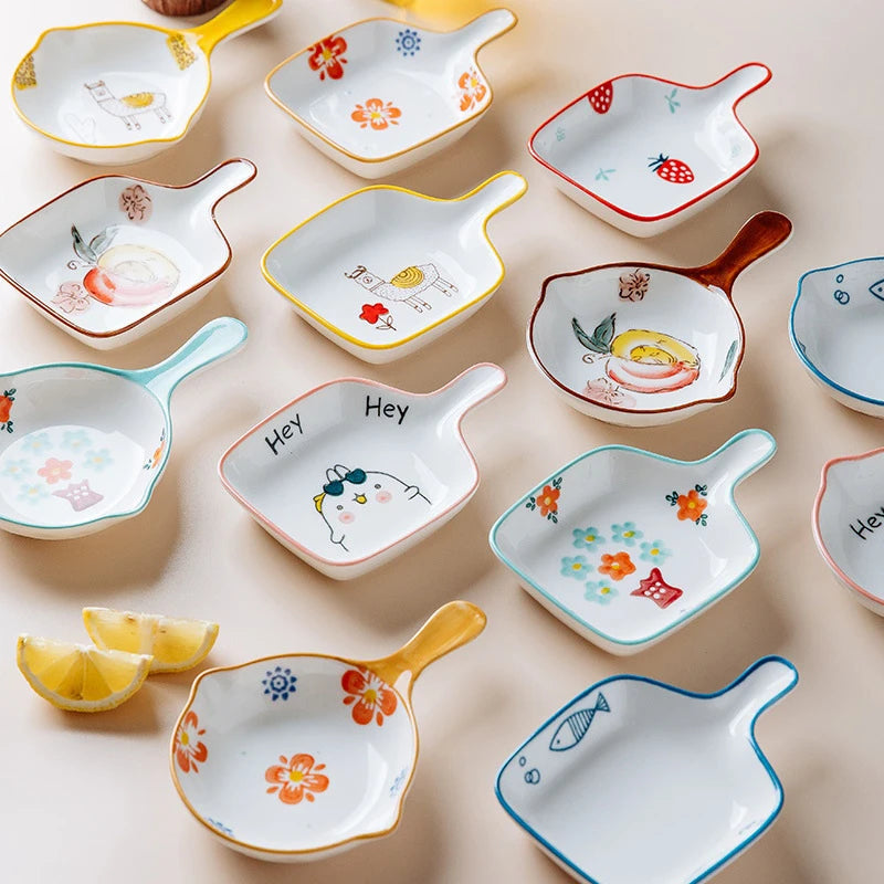 Cute Cartoon Ceramic Handle Plate – Mini Serving Dish Ceramic Serving Plate Nixie