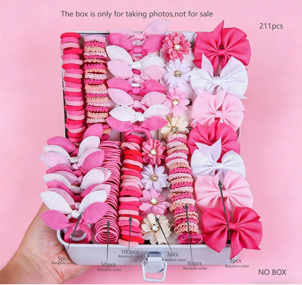 Girls Elastic Floral Bow Hair Bands & Bunny Ear Hair Ties Set