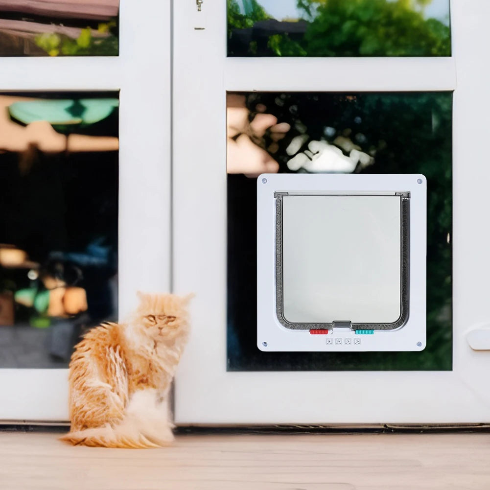 Cat Flap Door 4-Way Lock – Transparent Pet Door for Cats & Dogs Pet Flap Door Nixie