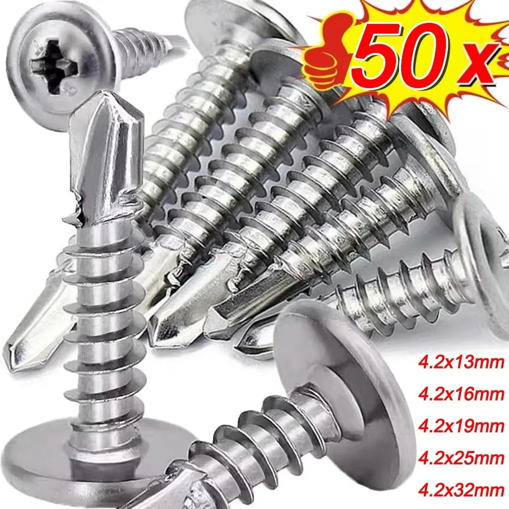 50PCS 410 Stainless Steel Self-Tapping Screws Phillips Round Head Self-Tapping Screws Nixie