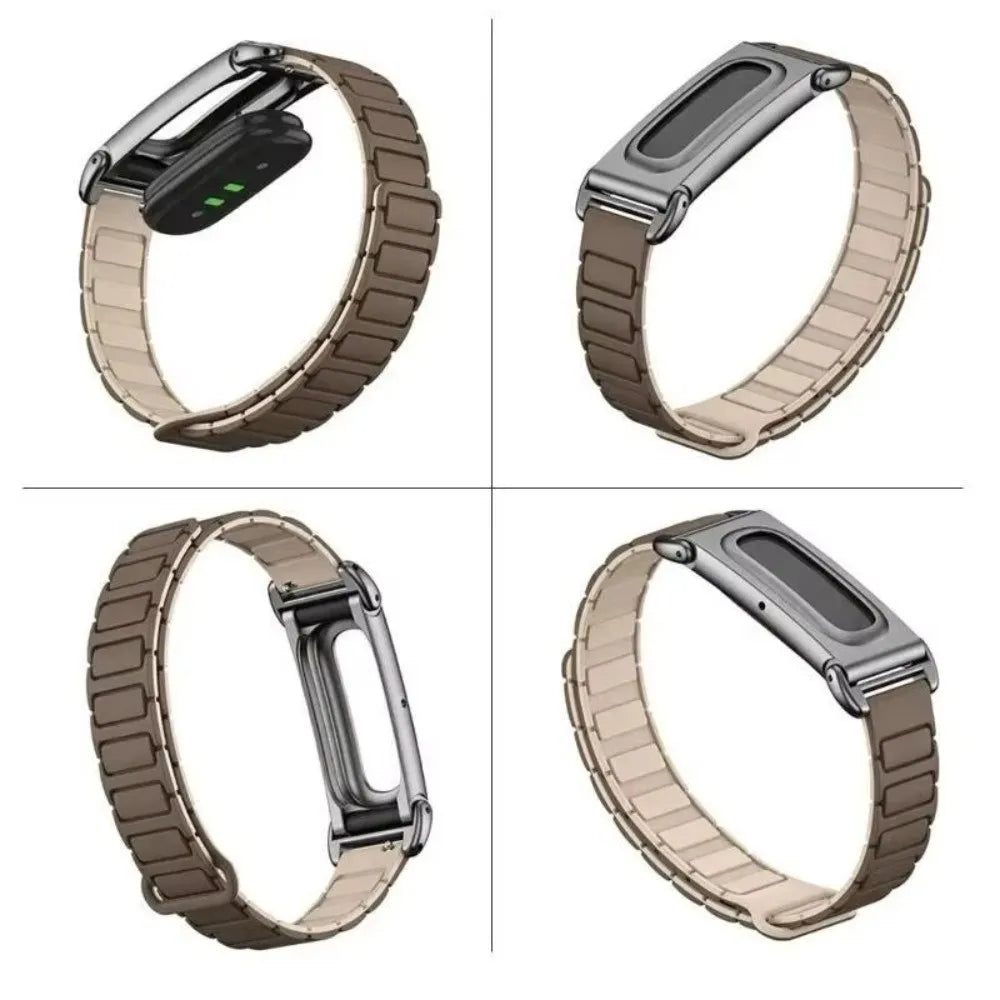 Magnetic Silicone Watch Band with Metal Case for Fitbit Smartwatch Band Nixie