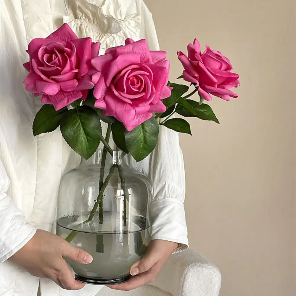 Multicolor Artificial Rose Single Stem – Real Touch Silk Flower Artificial Silk Flower Nixie