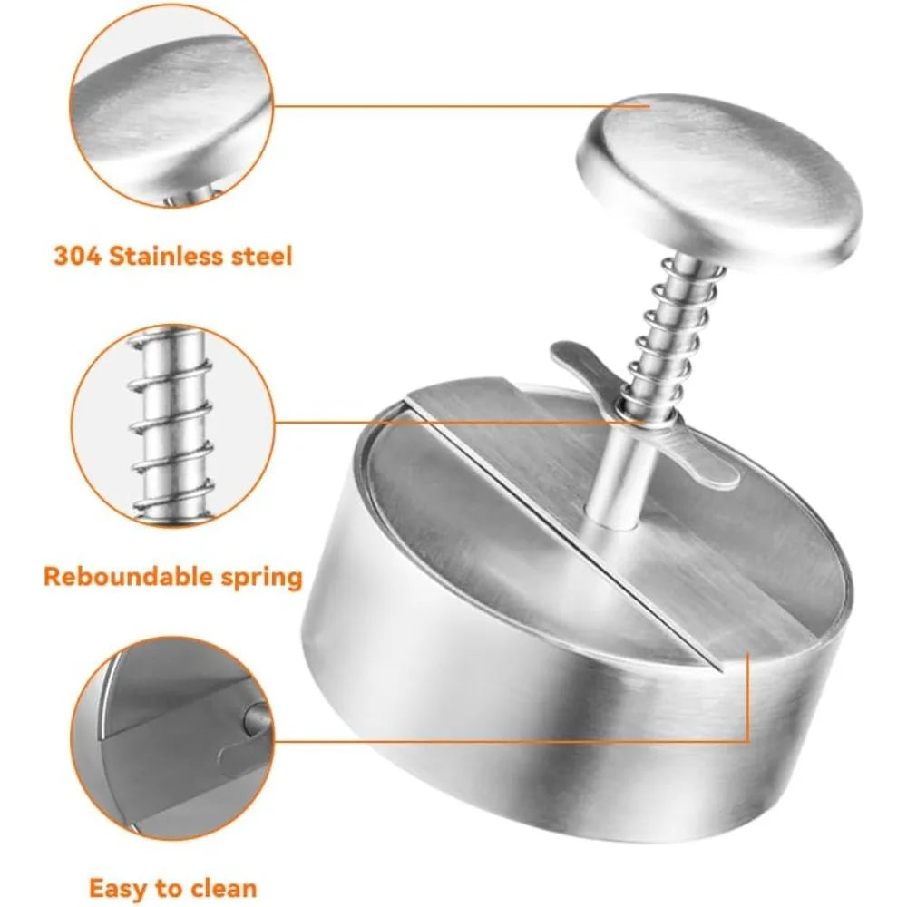 Stainless Steel Burger Press – Non-Stick Patty Maker | BBQ Burger Patty Press Nixie