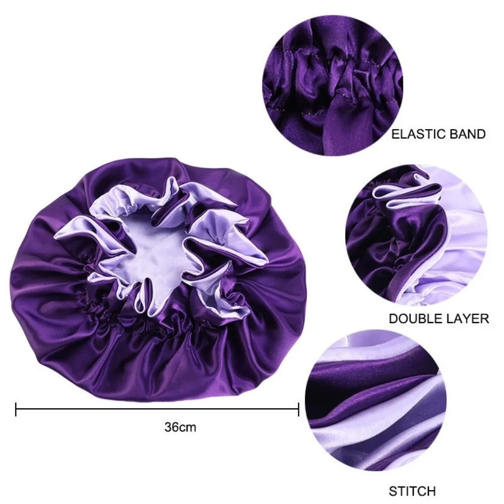 Double Layer Satin Sleep Bonnet – Reversible Lace Hair Cap Satin Sleep Bonnet Nixie
