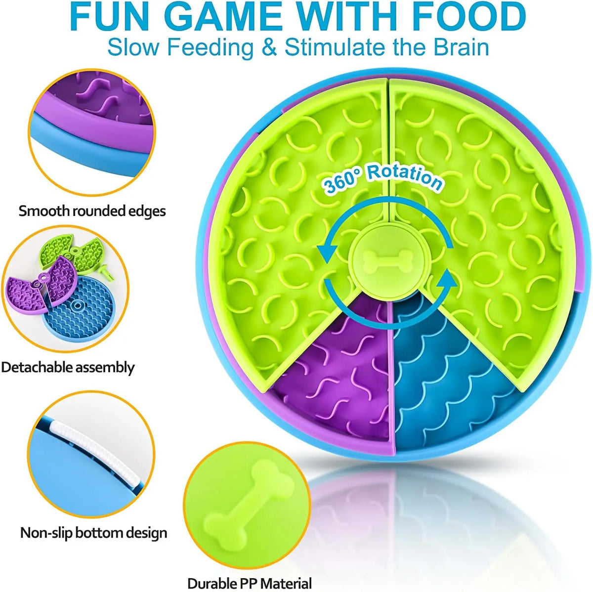 Nixie Slow Feeder Puzzle Dog Bowl – 3-Layer Treat Dispenser Puzzle Slow Feeder Bowl Nixie