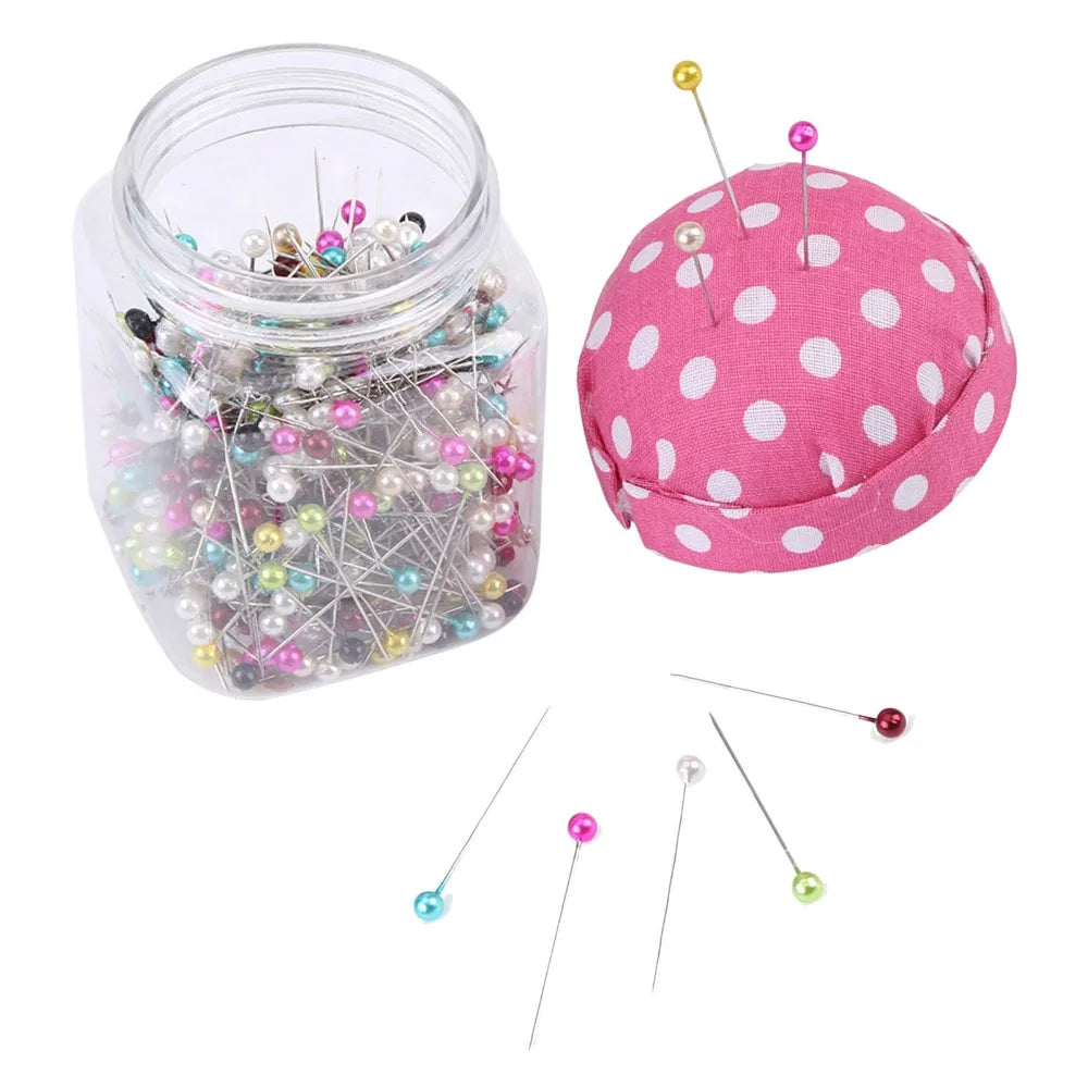 500pcs Pearl Head Sewing Pins with Pin Cushion Box – Colorful Sewing Pins Set Nixie
