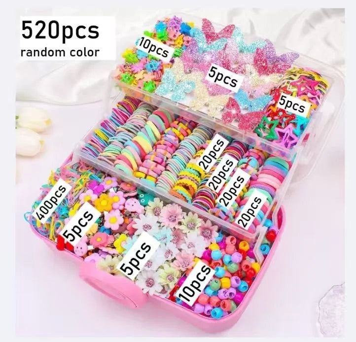 850PCS Girls Grosgrain Ribbon Hair Ties & Elastic Hair Bands