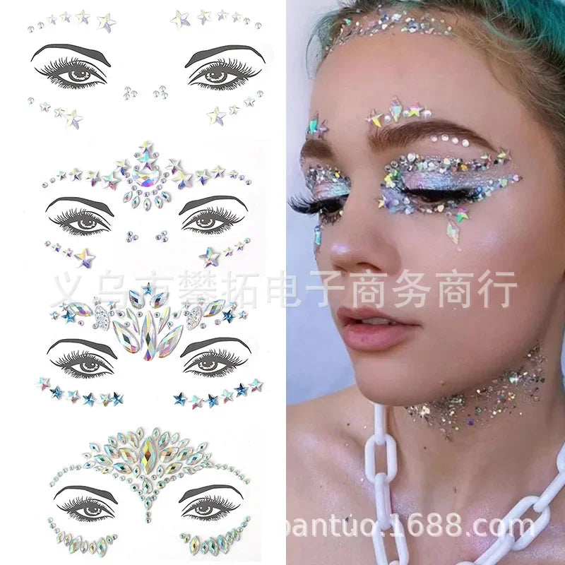 Face Rhinestone Gem Stickers – Festival Temporary Tattoo Jewels Face Gem Stickers Nixie