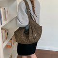 Leopard Print Canvas Tote Bag – Oversized Korean Women's Bag Canvas Tote Bag Nixie Brown