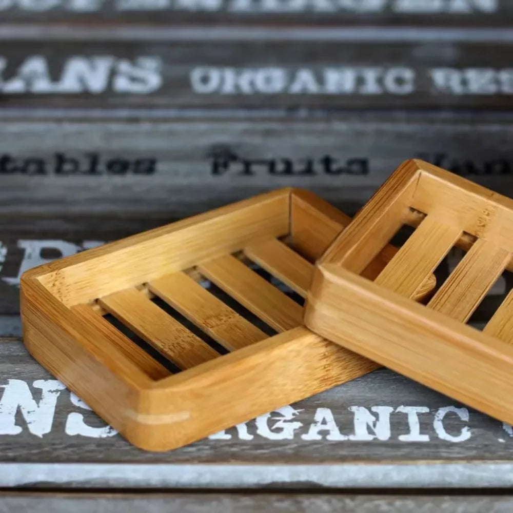 Natural Bamboo Soap Dish Tray Holder – Sky Blue Bathroom Organizer Bamboo Soap Dish Nixie