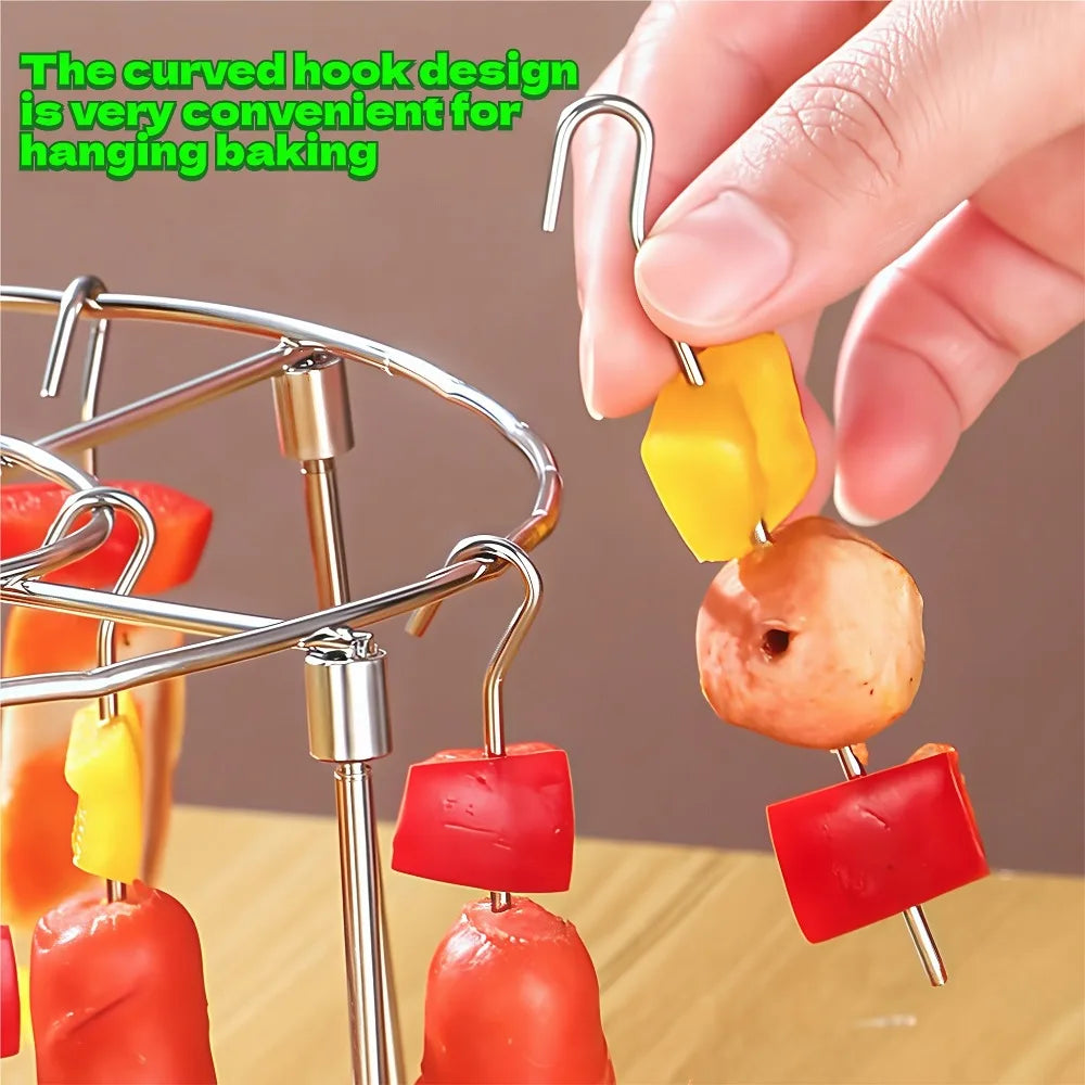 24-Skewer Vertical Air Fryer Rack – Stainless Steel Kabob Set