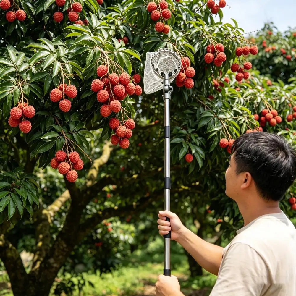 Long Handle Adjustable Fruit Picker with Metal Claw & Cloth Bag