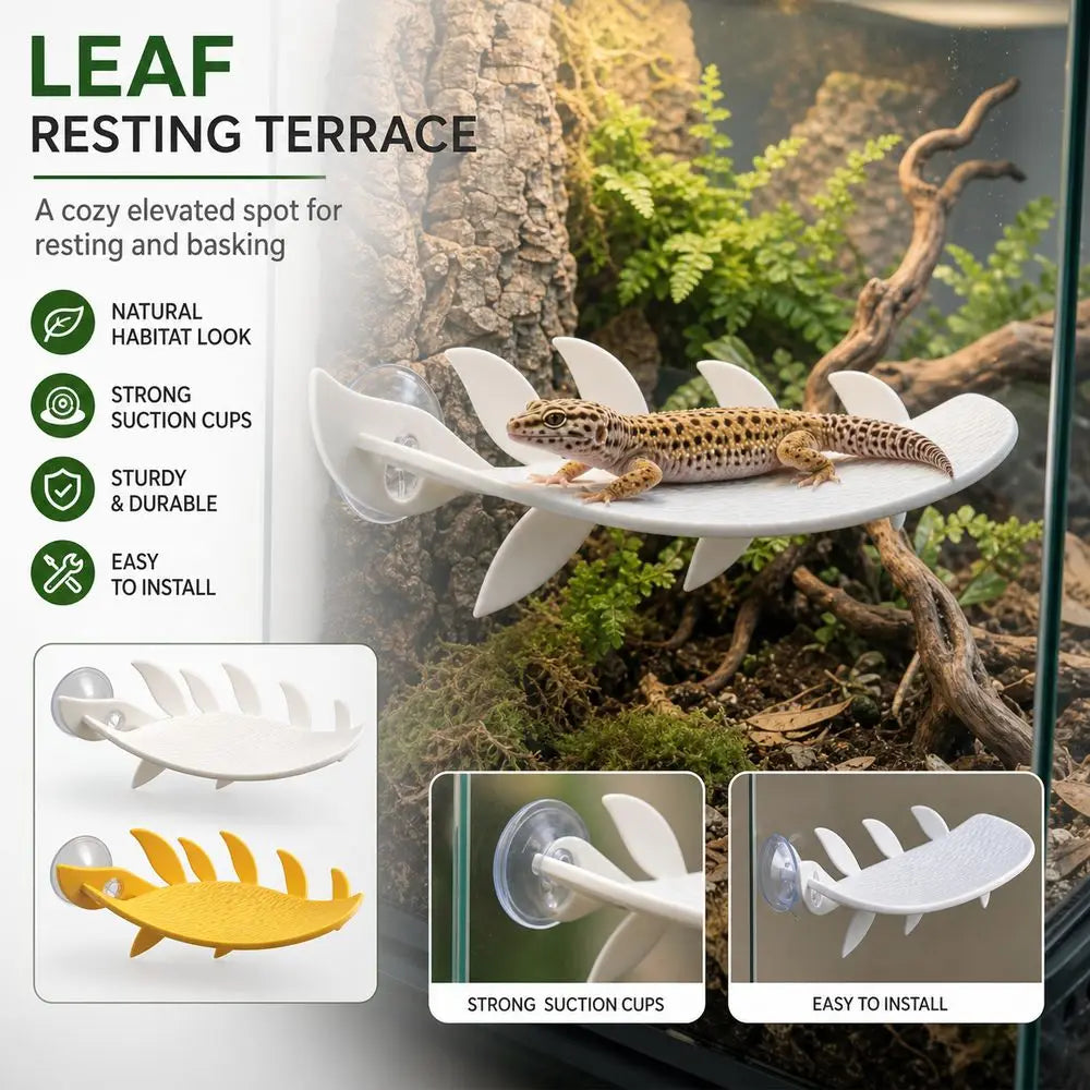PLA Reptile Habitat Leaf with Suction Cups – Vivarium Decor Reptile Habitat Decor Nixie