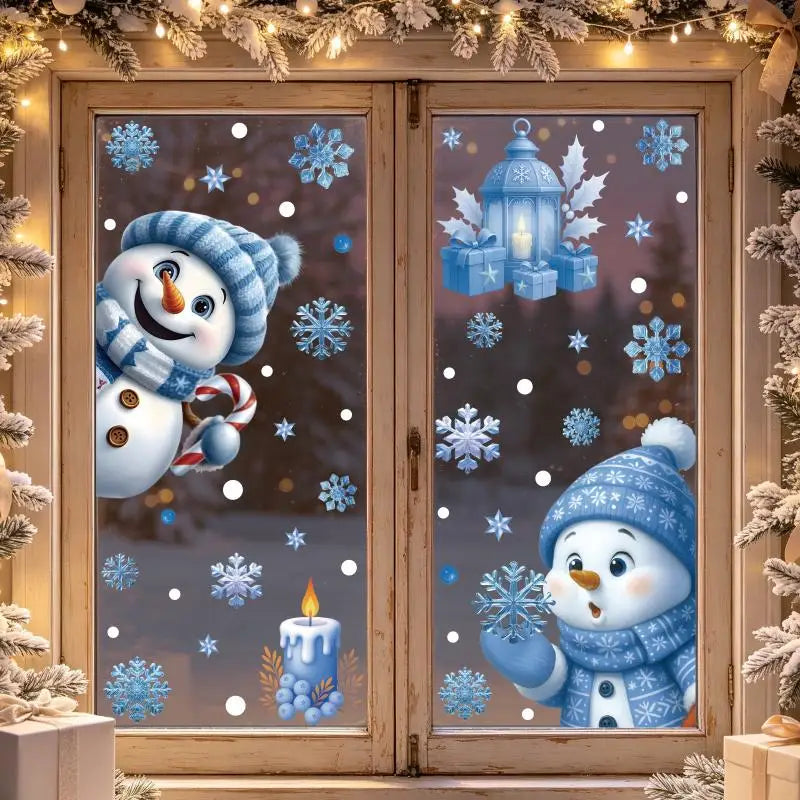 Christmas Window Clings – Snowman Snowflake Santa Stickers