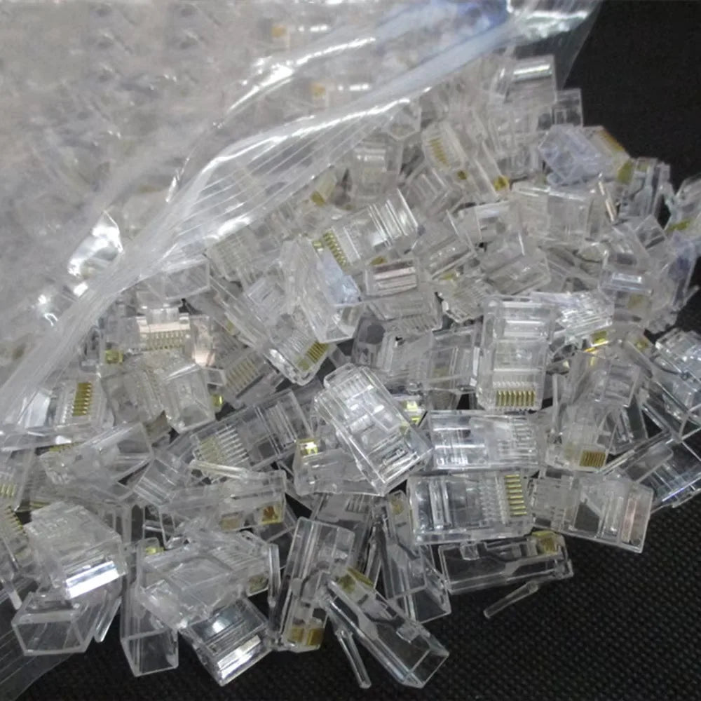 RJ45 Crystal Plugs 50/100 Pack – Cat5 Cat5e Cat6 8P8C Connectors Network Connectors Nixie